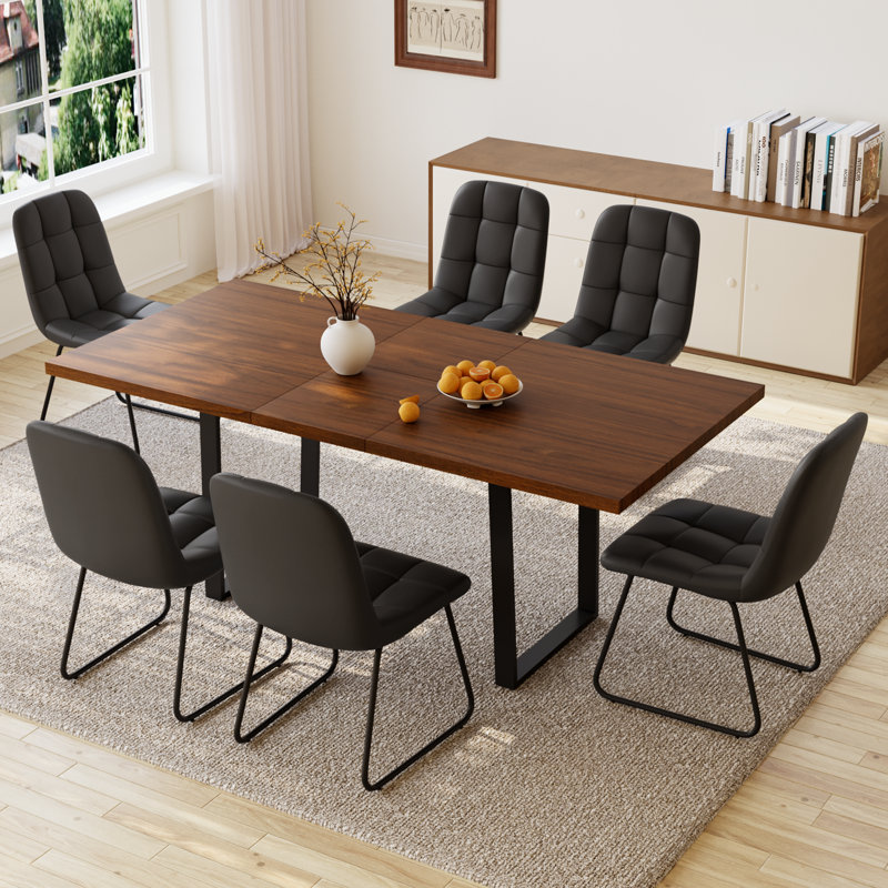 6 - Person Drop Leaf Dining Set, Black