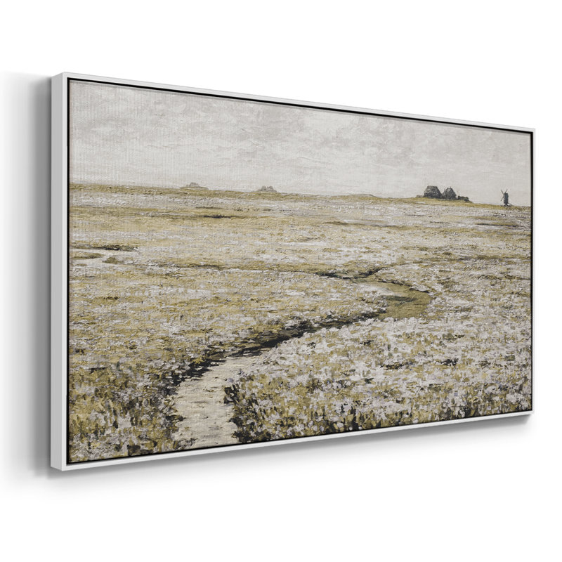 Série paysage - MCLXVI - Toile tendue avec châssis encadré - Prêt à être accroché, H 17 po x l 33 po, Blanc
