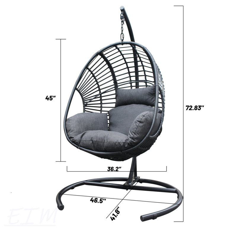 Fauteuil pivotant en osier pour l'extérieur, Gris, Noir