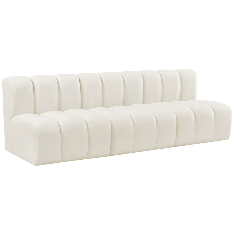 Hrach Upholstered Sectional Reversible, Cream Velvet