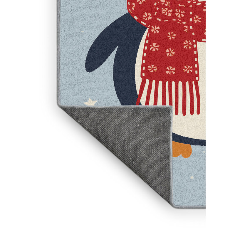 Soft Plush Faye Christmas Modern & Contemporary Abstract Area Rug in Blue – SkyBlue Binding, 7x10