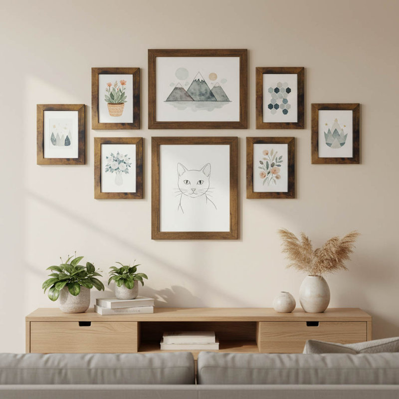 Picture Frame - Set of 7, Brown