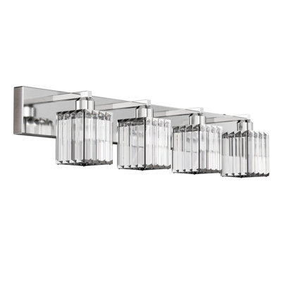 Éclairage pour salle de bain 4 lumières DEL à intensité variable avec cristal