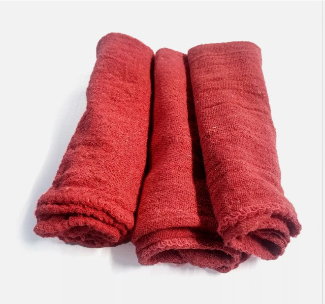 Shop Towels – Reusable Cotton Rags, Lint-free & Heavy – Duty Cleaning Towels For Garage, Auto & Industrial Use (50, Red)