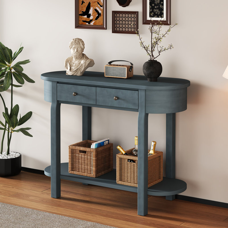 Console élégante et élégante avec un design incurvé et un vernis lisse pour les entrées, les salons et les couloirs, Marine