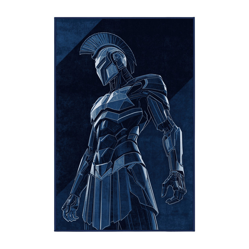 Tapis bleu délavé à la machine Cumberland Cyborg Gladiator, 8 x 10