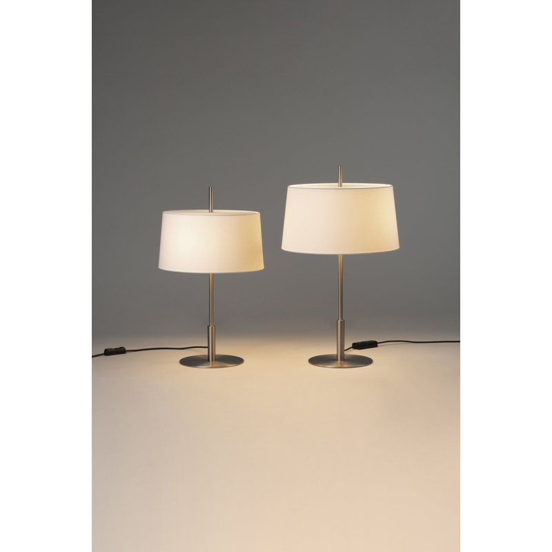 Metal Table Lamp, Satin Nickel, White