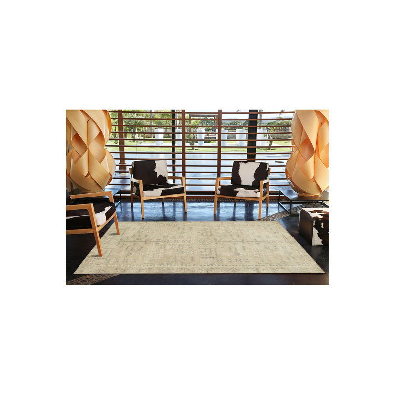 Tapis géométrique crème lavable à la machine, Sous-tapis rectangulaire 2 pi 4 po x 3 pi 11 po