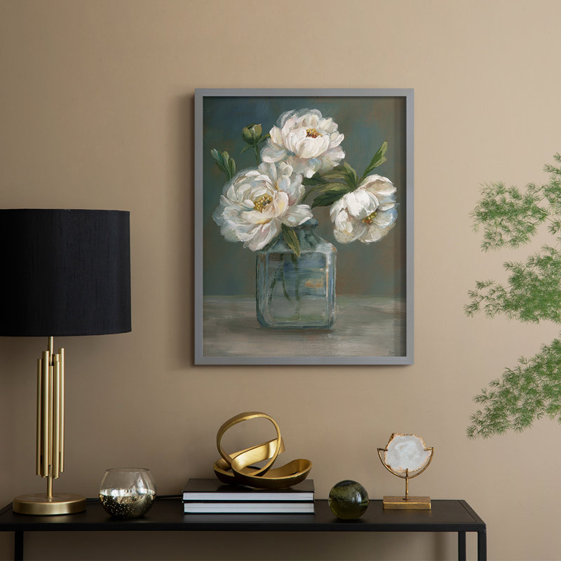 Vintage Roses Framed Print - Solid Wood, Gris, H 11 po x l 9 po