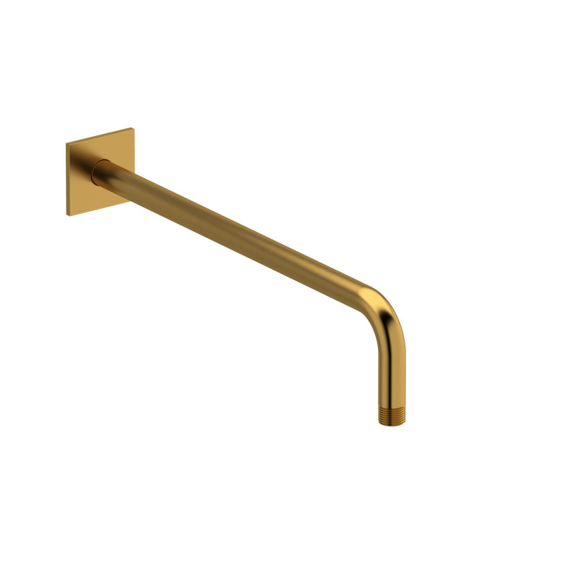 15.75" Wall Mount Shower Arm with Square Escutcheon, Brushed Gold