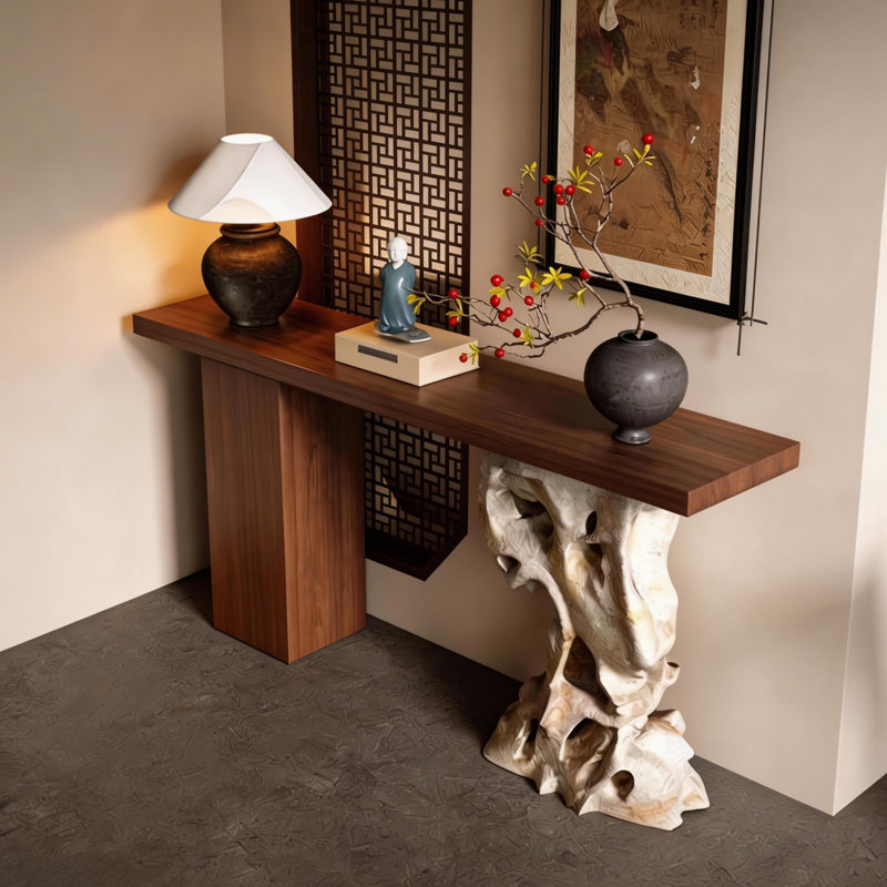 Console élégante de style Wabi-sabi, H 31,5 po x l 70,9 po x P 11,8 po