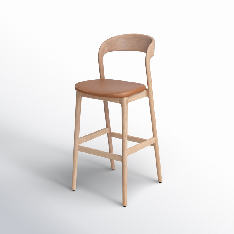 Kayla Leather Bar & Counter Stool, Bar Stool (30.5" Seat Height), Sonoma Butterscotch Genuine Leather/Natural