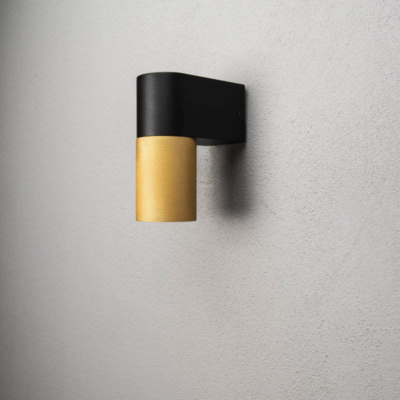 Temi 1 Down Outdoor Wall Light, Black/Gold