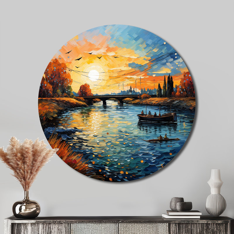 Gaven - Paysages d'art rond en métal, H 23 po x l 23 po