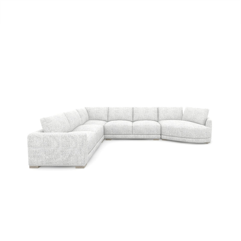 Taren Upholstered L-Shaped Sectional, Cream Beige, Right Hand Facing