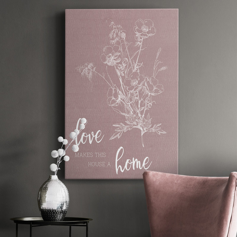 Toile tendue avec châssis de qualité supérieure Love Home - prête à être accrochée, H 18 po x l 12 po x P 1 po