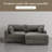 3 - Piece Upholstered Light Gray Faux Rabbit Fur Flannel Reversible Modular Sofa Living Room Sectional Couch with Ottoman-334492212