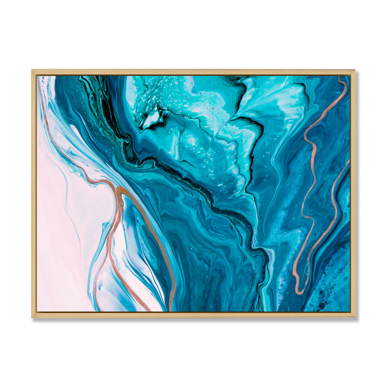 Luxury Luxury Turquoise Marble River - œuvre d'art moderne sur toile, H 34 po x l 44 po x P 1,5 po
