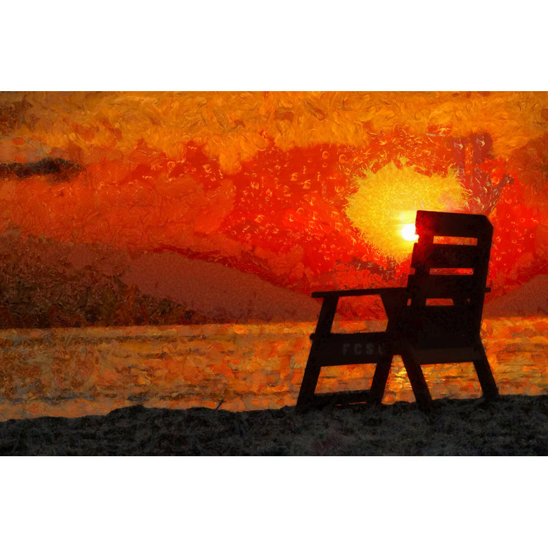 Painted Orange Sunset And Chair - Wrapped Canvas Art Prints, 30cm H x 46cm W x 3.8cm D
