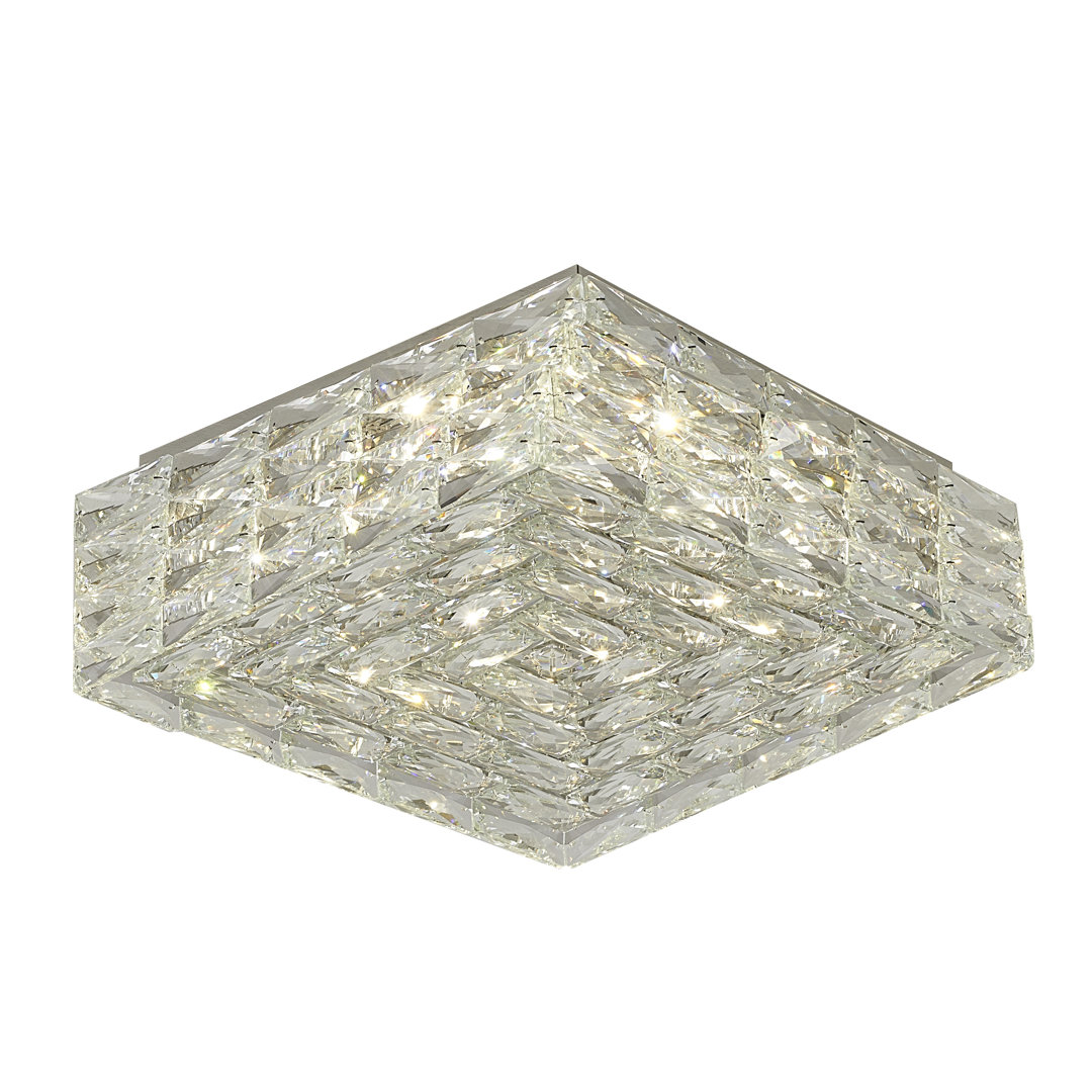 Chrome LED Square Flush Mount With Crystal Accents Everly Quinn