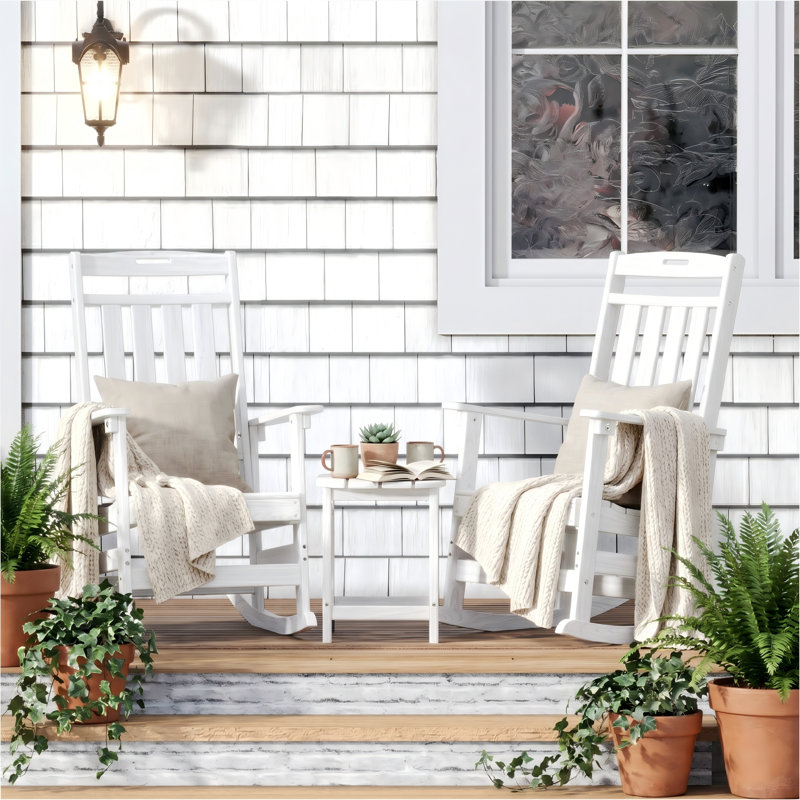 Chaise berçante d'extérieur HDPE, Blanc