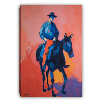 Rider at Dusk Wrapped Canvas Wall Art