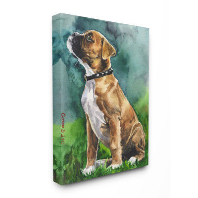 «Boxer Puppy Dog Pet Animal Watercolor Painting», impression sur toile