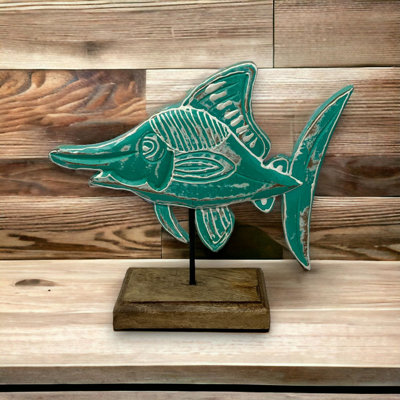 Maurie Marlin Fish on Stand - Turquoise Henna
