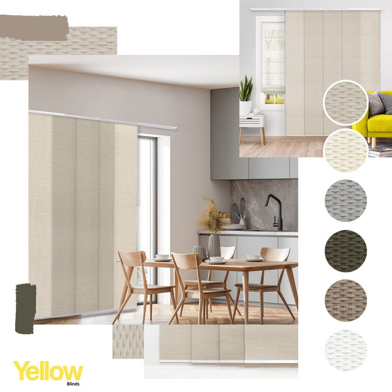 Adjustable Vertical Sliding Panel Track Blinds, Wilshire Beige