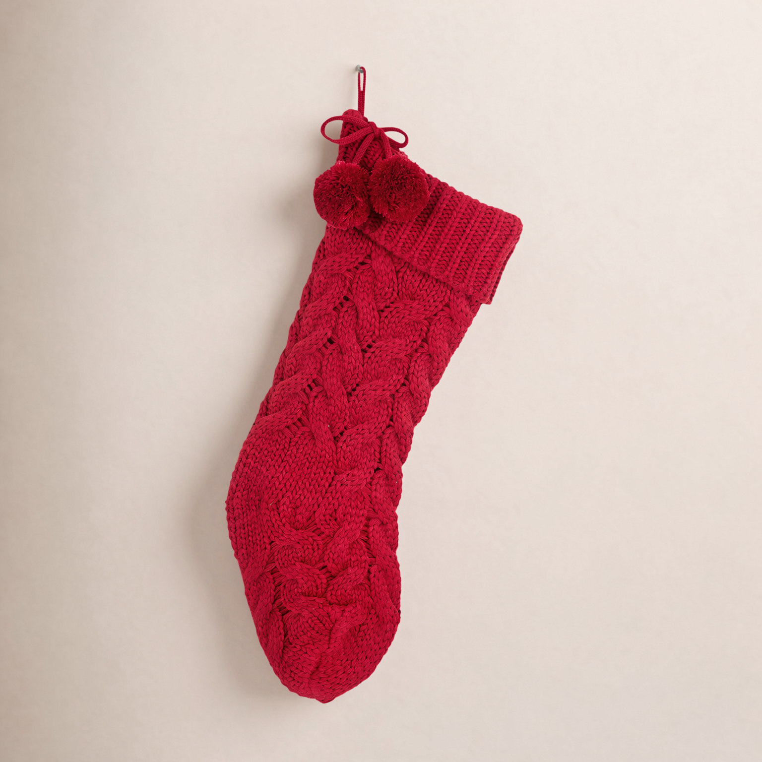 Knit Velvet Stocking, Red