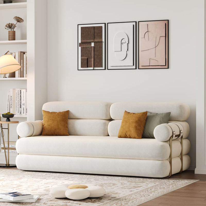 Canapé-lit de futon convertible 4 en 1 81 po 81 po, Beige