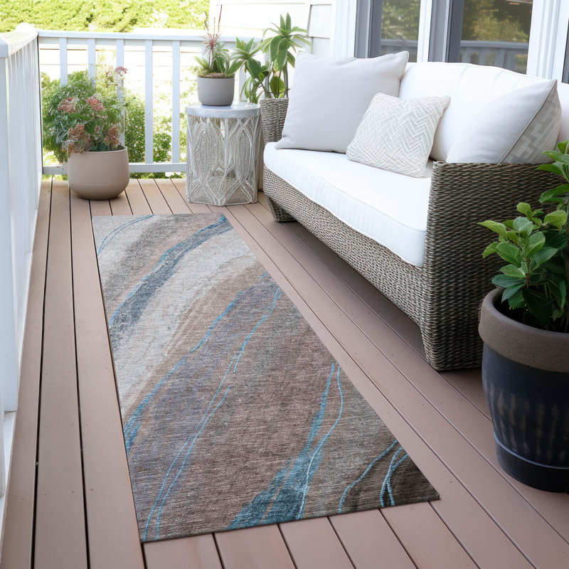 Machine Washable Indoor/Outdoor Xhevrie Brown Rug, Runner 2'3" x 7'6"