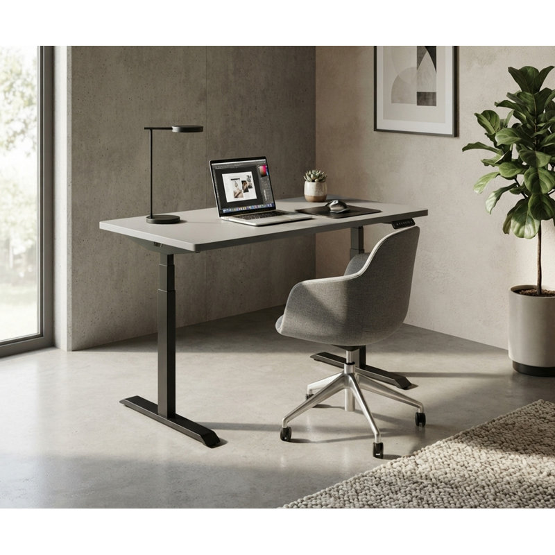 Bureau debout à hauteur réglable, H 47 po x l 48 po x P 24 po, Gris / Noir