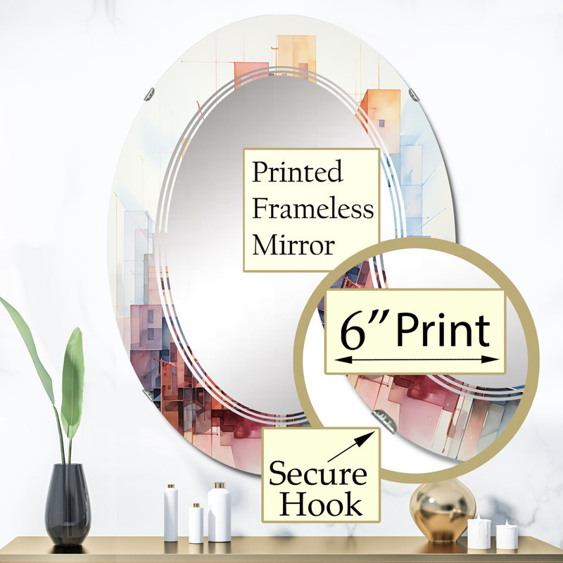 Wasat - Miroir mural moderne ovale, 36 po x 24 po