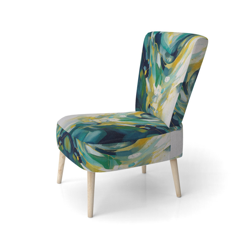 Chaise d'appoint rembourrée, formes géométriques, jaune et turquoise