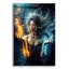 Art mural en verre épique «Flame and Water» par Rey Klimt, 12 po x 16 po