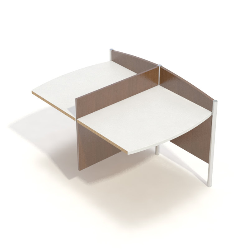 Poste de travail de table complémentaire 48,5 po Wave III, Nuage nébuleux, Rubis, Chêne de Java