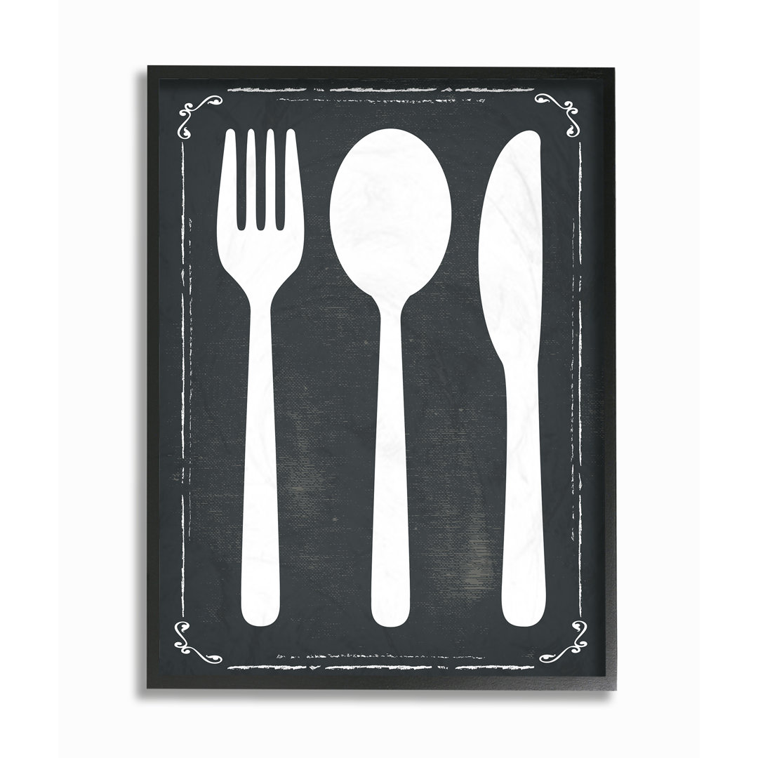 " Black And White Utensils Silhouette " by ND Art Gracie Oaks 