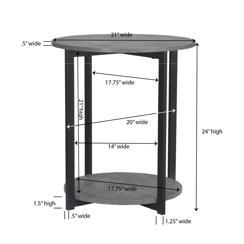 Table d'appoint ronde à 2 niveaux, Gris