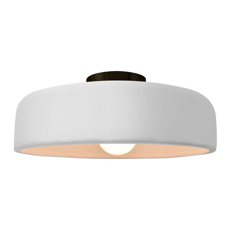 Plafonnier semi-encastré Radiance, Blanc brillant, Noir mat, H 6,5 po x l 16 po x P 16 po