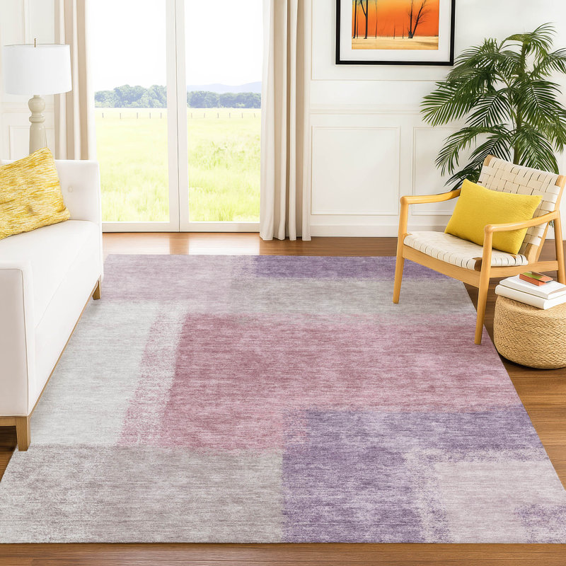 Tapis abstrait intérieur / extérieur lavable à la machine Molewski ACN2341, Rectangulaire 8 pi x 10 pi