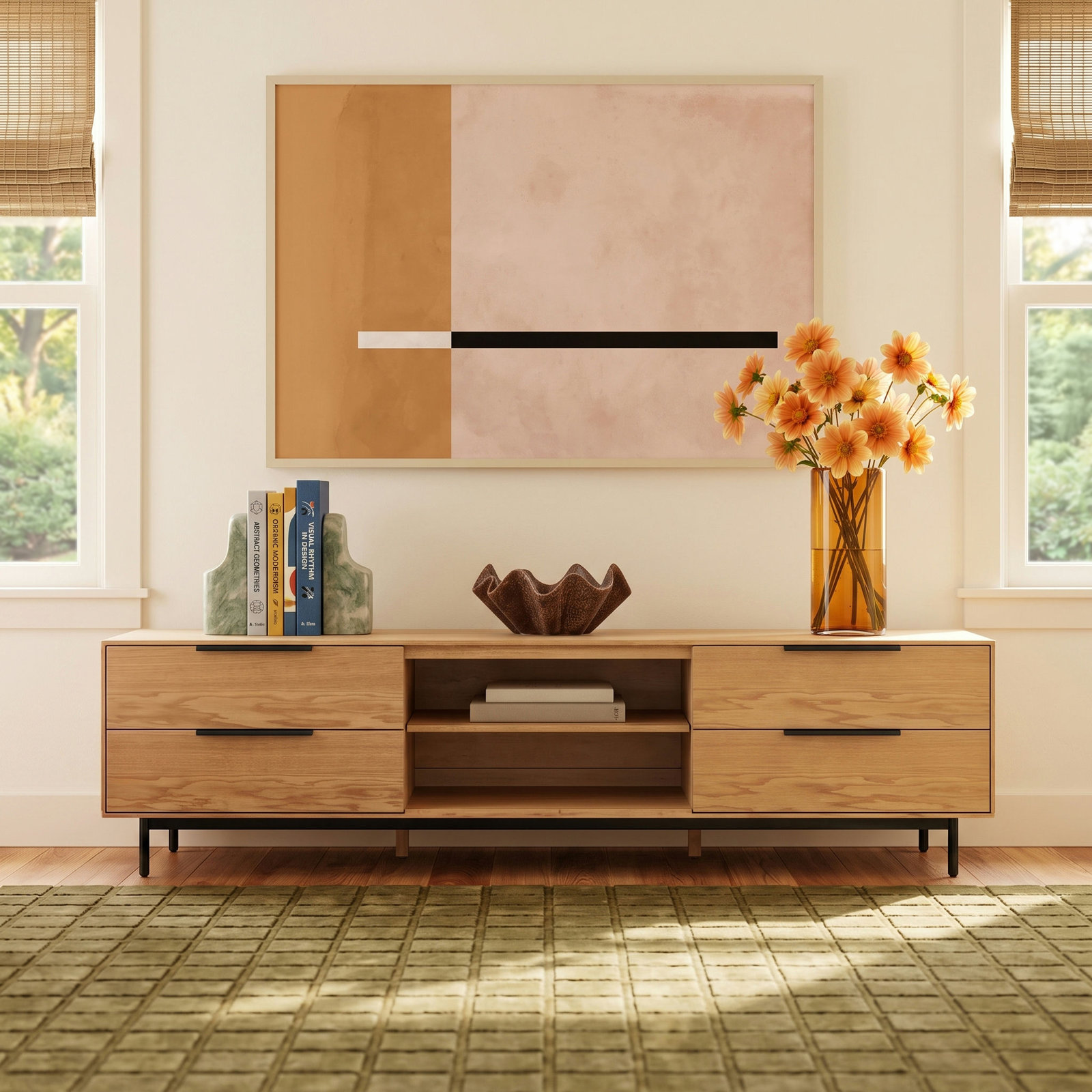 Ellis 76" Mahogany TV Stand, Natural