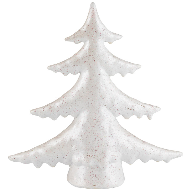 Décoration de table arbre de Noël brillant moucheté - 10 po - blanc