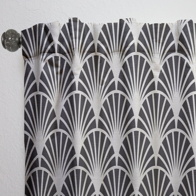 Retro Art Deco Waves I - Mid-Century Curtain - Velvet Room darkening - 1 panel, 52"W x 90"L