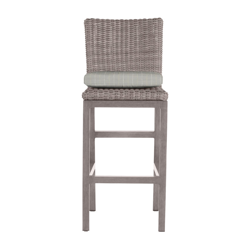 Rustic 30.5" Patio Bar Stool with Cushion, No Welt, Oyster, Verona Fossil