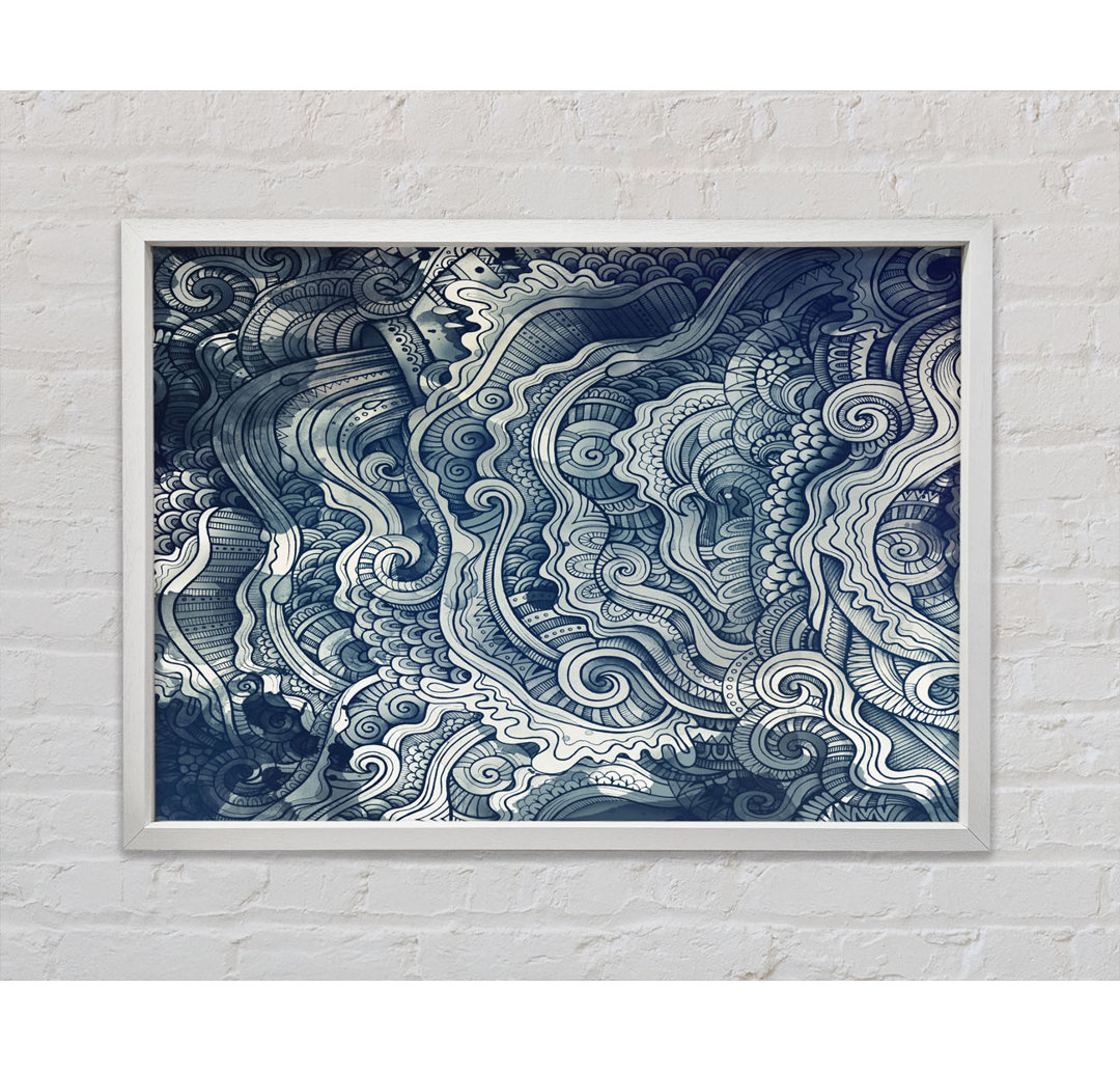 Ripples And Swirly Dots Blue - Einzelner Bilderrahmen Kunstdrucke auf Leinwand