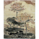 Cream Alchemy Contemporary Silk Wool Blend Rug - 7'11" x 9'10"