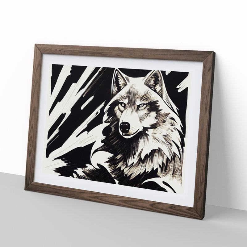 Wolf - Framed Print, 46cm H x 64cm W, Walnut Framed