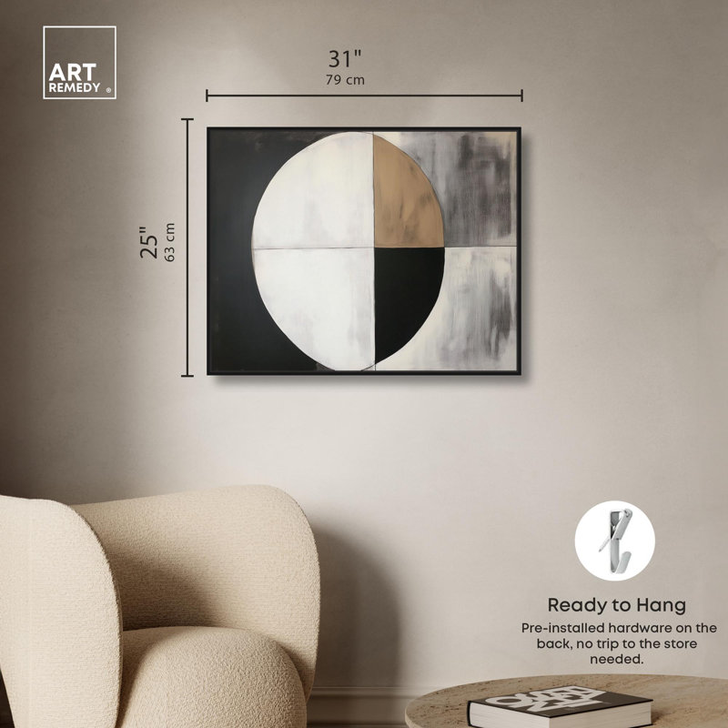 Art sur toile Woodland Whisper II Midcentury, H 31 po x l 25 po, Cadre flottant noir