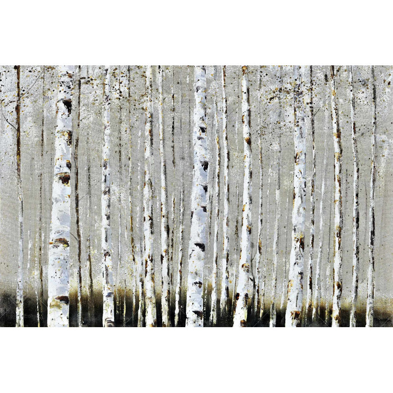«Winter Forest Landscape», art contemporain sur toile grise | Décoration intérieure